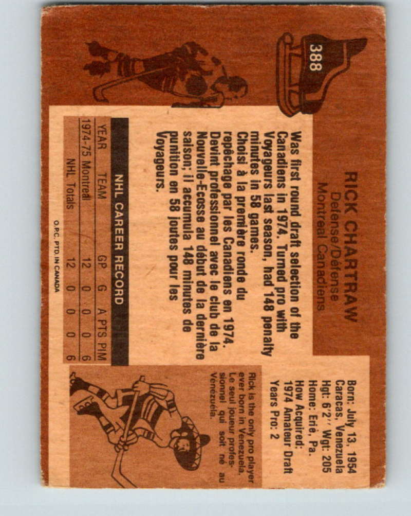 1975-76 O-Pee-Chee #388 Rick Chartraw RC Rookie Montreal Canadiens 9616