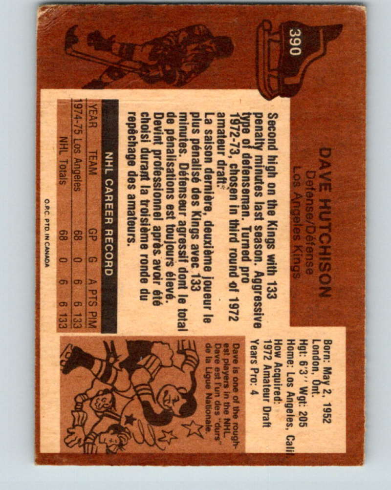 1975-76 O-Pee-Chee #390 Dave Hutchison RC Rookie Los Angeles Kings 9618