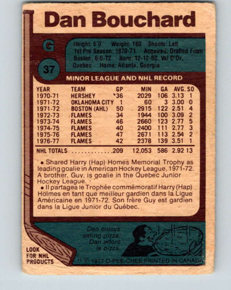 1977-78 O-Pee-Chee #37 Dan Bouchard NHL Flames 9660