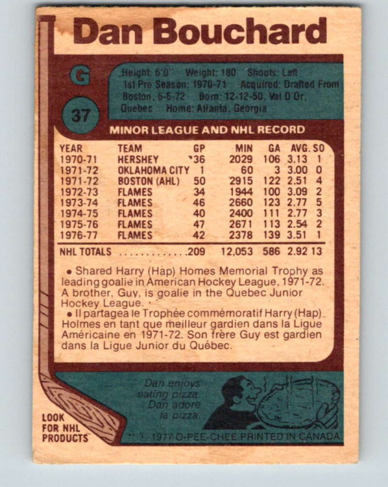 1977-78 O-Pee-Chee #37 Dan Bouchard NHL Flames 9661
