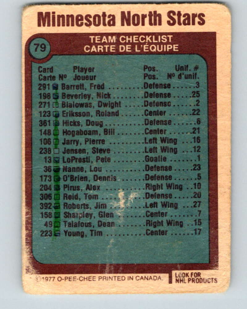 1977-78 O-Pee-Chee #79 Team NHL North Stars North Stars 9705