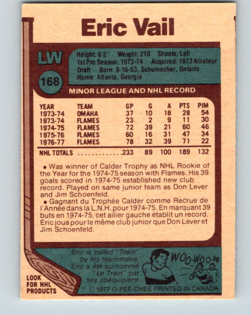 1977-78 O-Pee-Chee #168 Eric Vail NHL Flames 9797