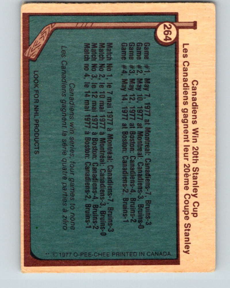 1977-78 O-Pee-Chee #264 Stanley Cup NHL Canadiens 9897 Image 2