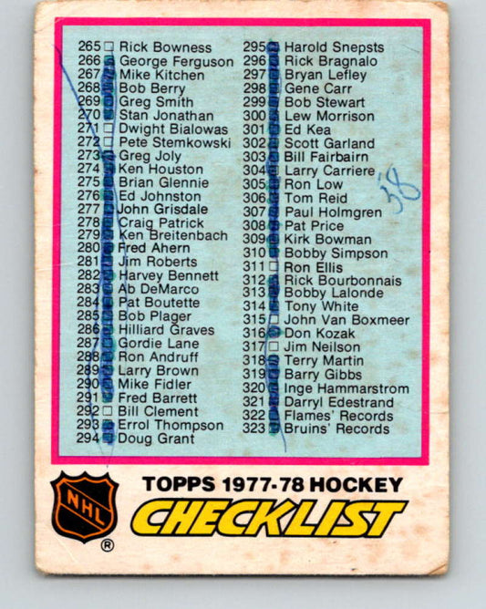 1977-78 O-Pee-Chee #381a Checklist NHL  ERR 10118
