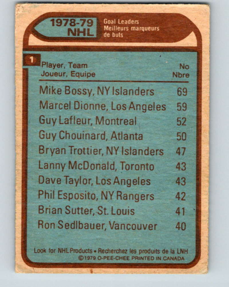 1979-80 O-Pee-Chee #1 Bossy/Dionne/Lafleur NHL LL 10134