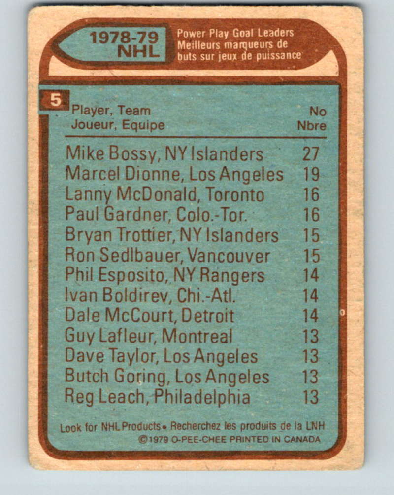 1979-80 O-Pee-Chee #5 Bossy/Dionne/McDonald/+ 10138