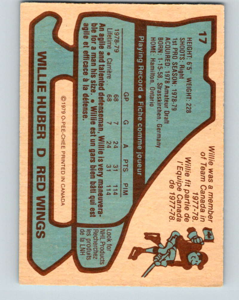 1979-80 O-Pee-Chee #17 Willie Huber NHL RC Rookie Red Wings 10155
