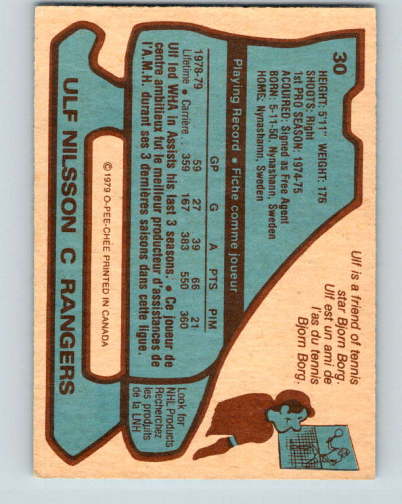 1979-80 O-Pee-Chee #30 Ulf Nilsson NHL NY Rangers 10173