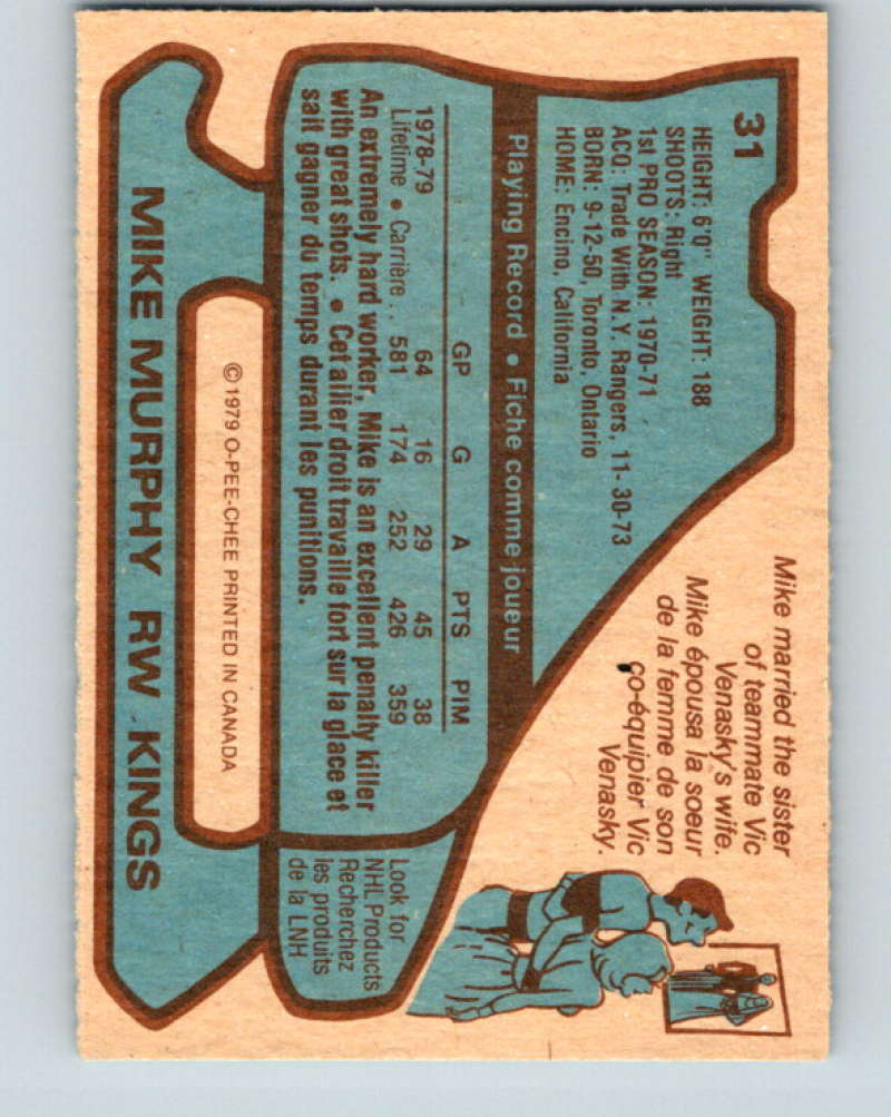 1979-80 O-Pee-Chee #31 Mike Murphy NHL Kings 10175
