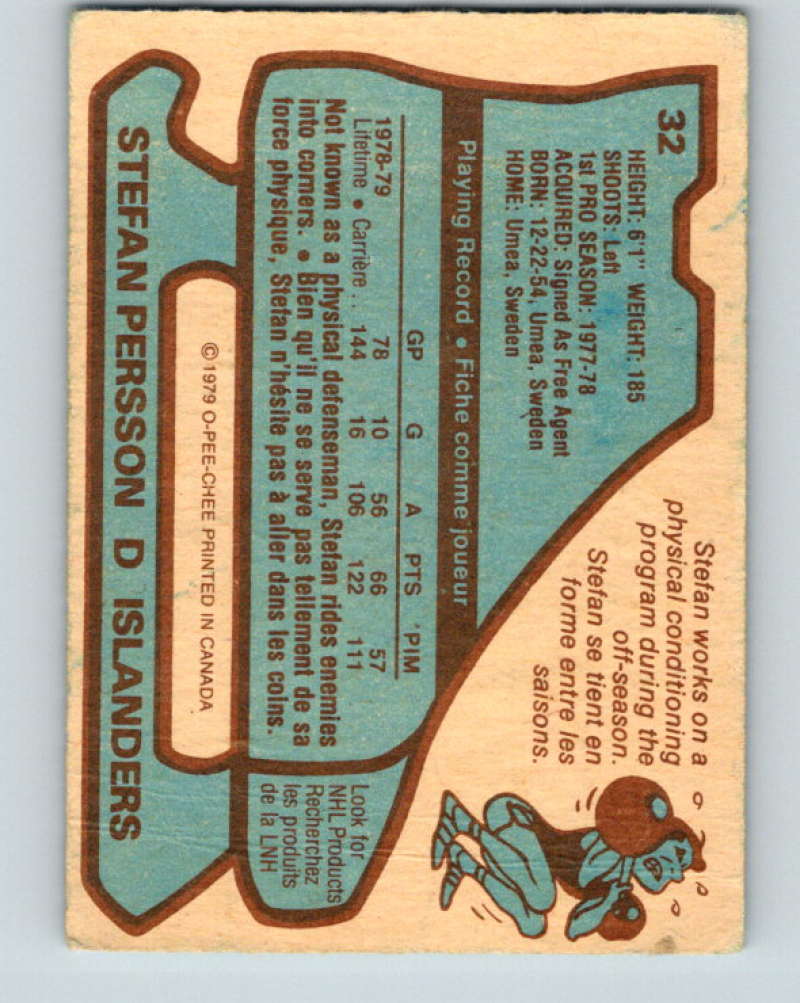 1979-80 O-Pee-Chee #32 Stefan Persson NHL NY Islanders 10177