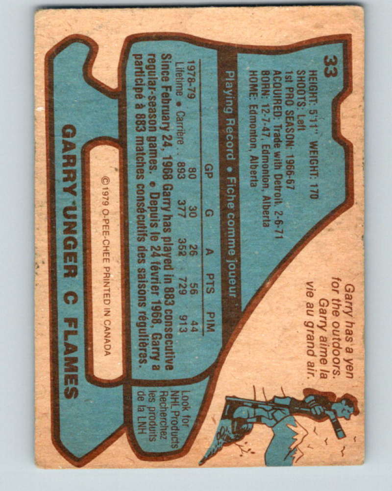 1979-80 O-Pee-Chee #33 Garry Unger NHL Flames 10178