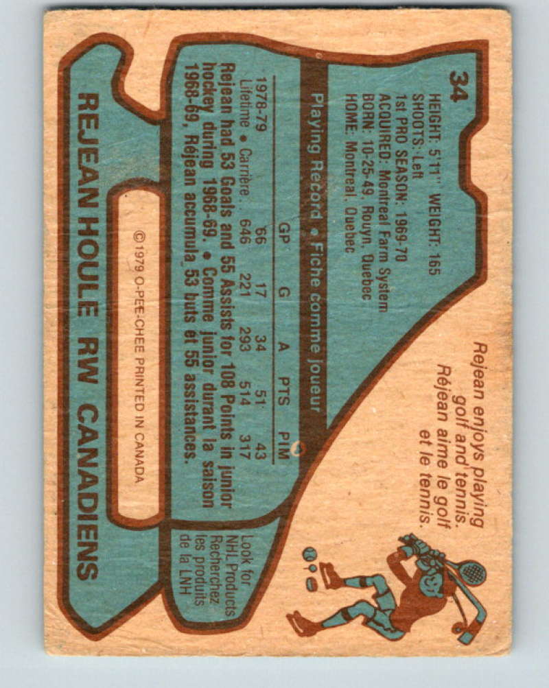 1979-80 O-Pee-Chee #34 Rejean Houle NHL Canadiens 10179