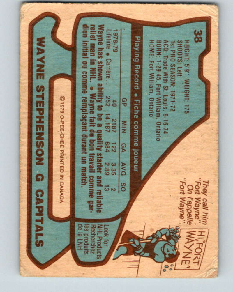 1979-80 O-Pee-Chee #38 Wayne Stephenson NHL Capitals 10183