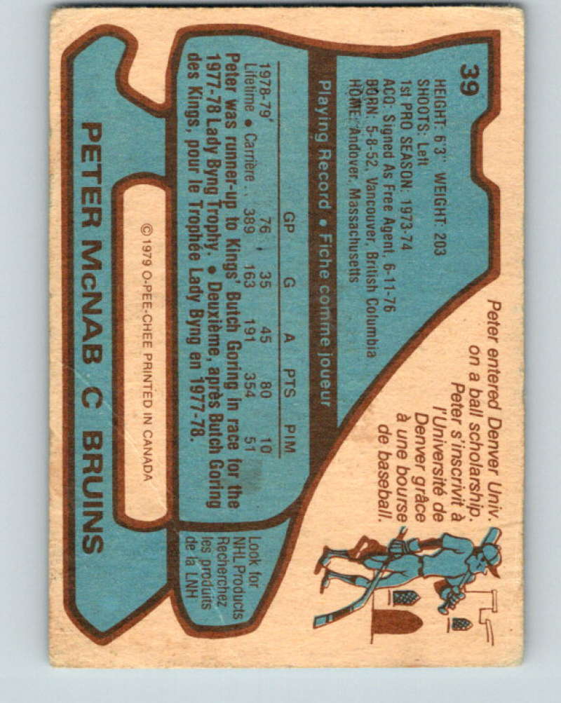 1979-80 O-Pee-Chee #39 Peter McNab NHL Bruins 10184