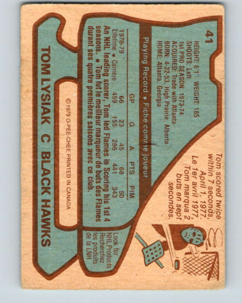1979-80 O-Pee-Chee #41 Tom Lysiak NHL Blackhawks 10186