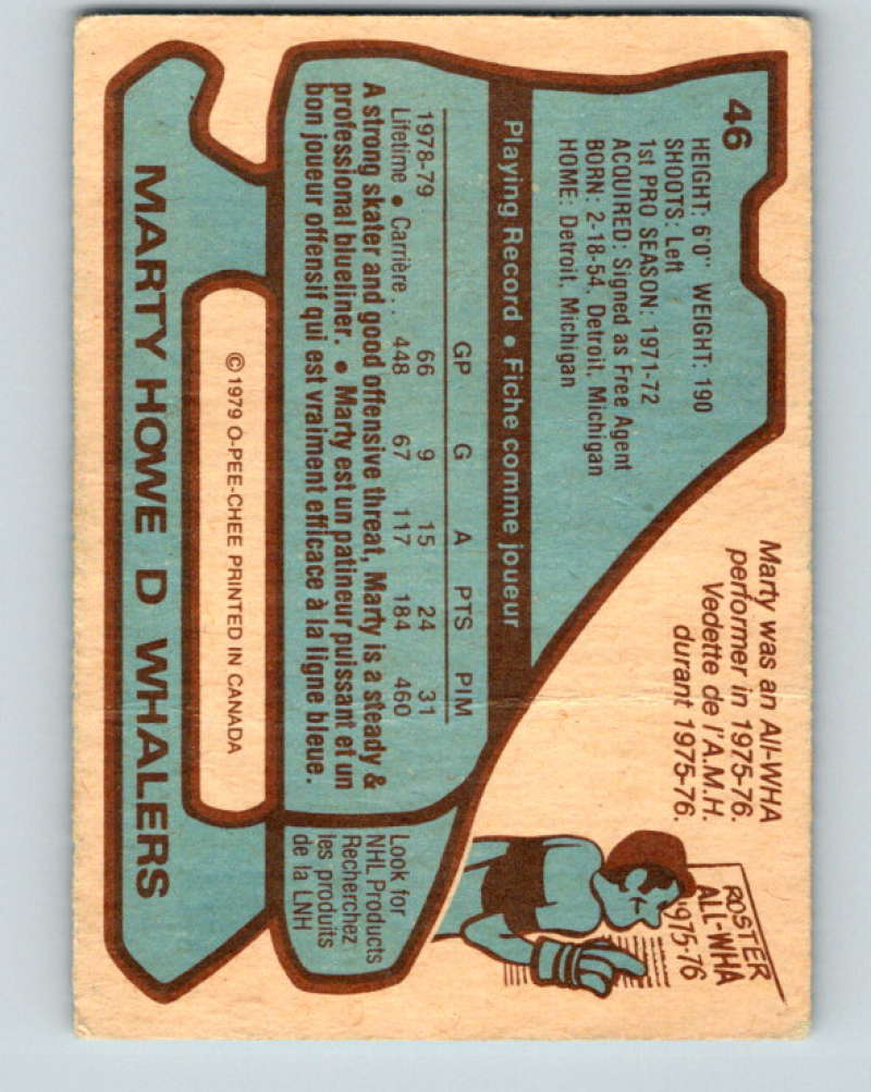 1979-80 O-Pee-Chee #46 Marty Howe NHL Whalers 10194