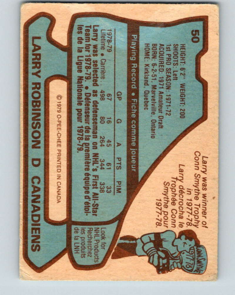 1979-80 O-Pee-Chee #50 Larry Robinson NHL Canadiens AS 10198