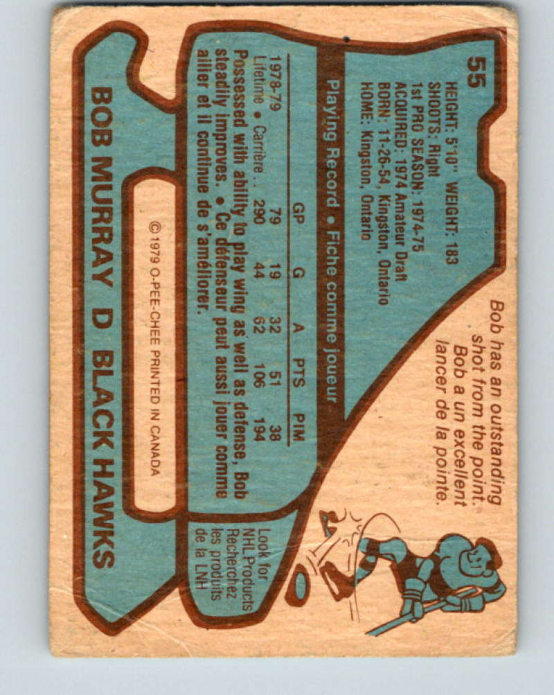 1979-80 O-Pee-Chee #55 Bob Murray NHL Blackhawks 10205