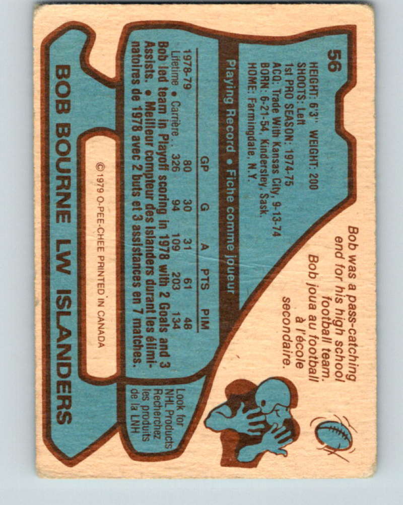 1979-80 O-Pee-Chee #56 Bob Bourne NHL NY Islanders 10206