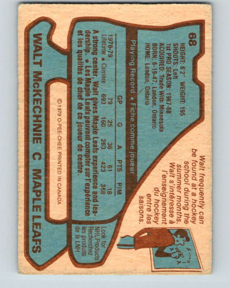 1979-80 O-Pee-Chee #68 Walt McKechnie NHL Maple Leafs 10220
