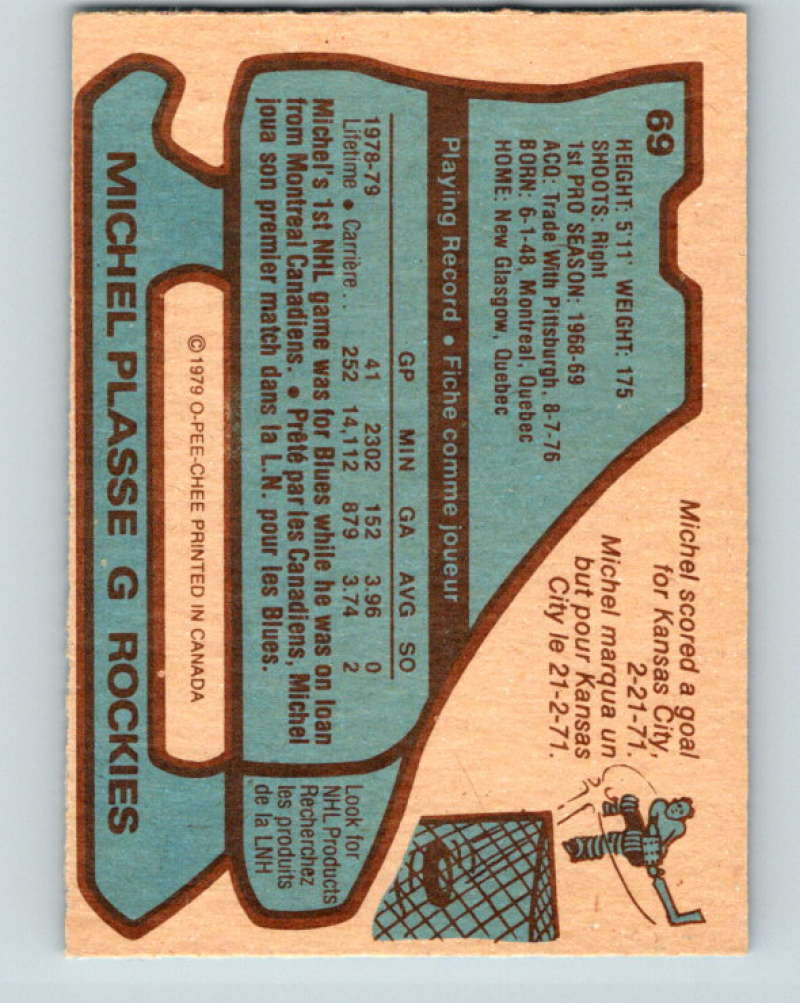 1979-80 O-Pee-Chee #69 Michel Plasse NHL Rockies 10221