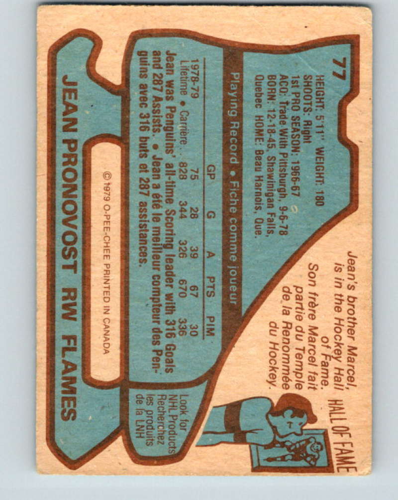 1979-80 O-Pee-Chee #77 Jean Pronovost NHL Flames 10231