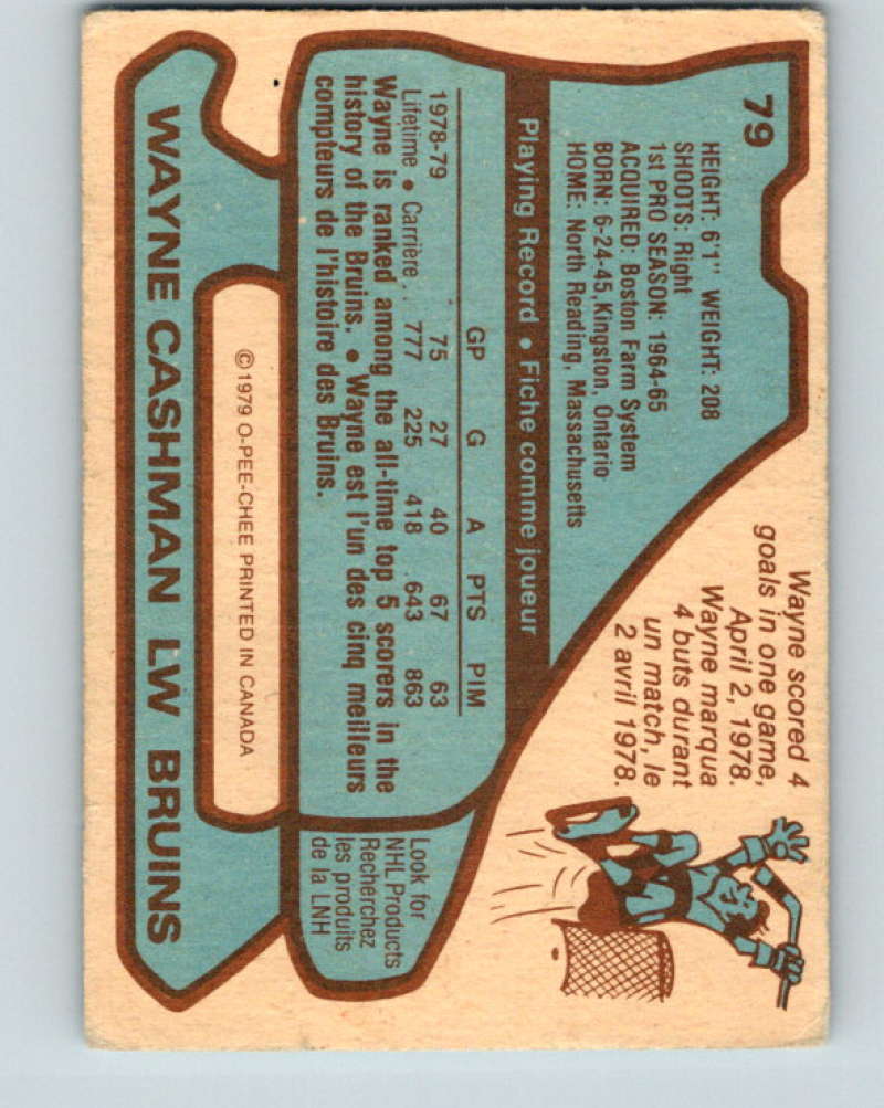 1979-80 O-Pee-Chee #79 Wayne Cashman NHL Bruins 10233
