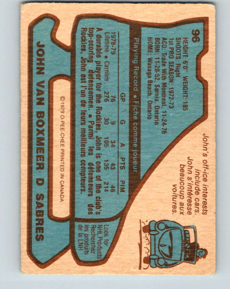 1979-80 O-Pee-Chee #96 John Van Boxmeer NHL Sabres 10257