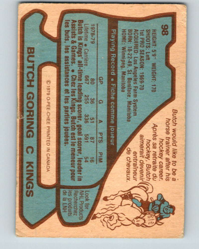 1979-80 O-Pee-Chee #98 Butch Goring NHL Kings 10259