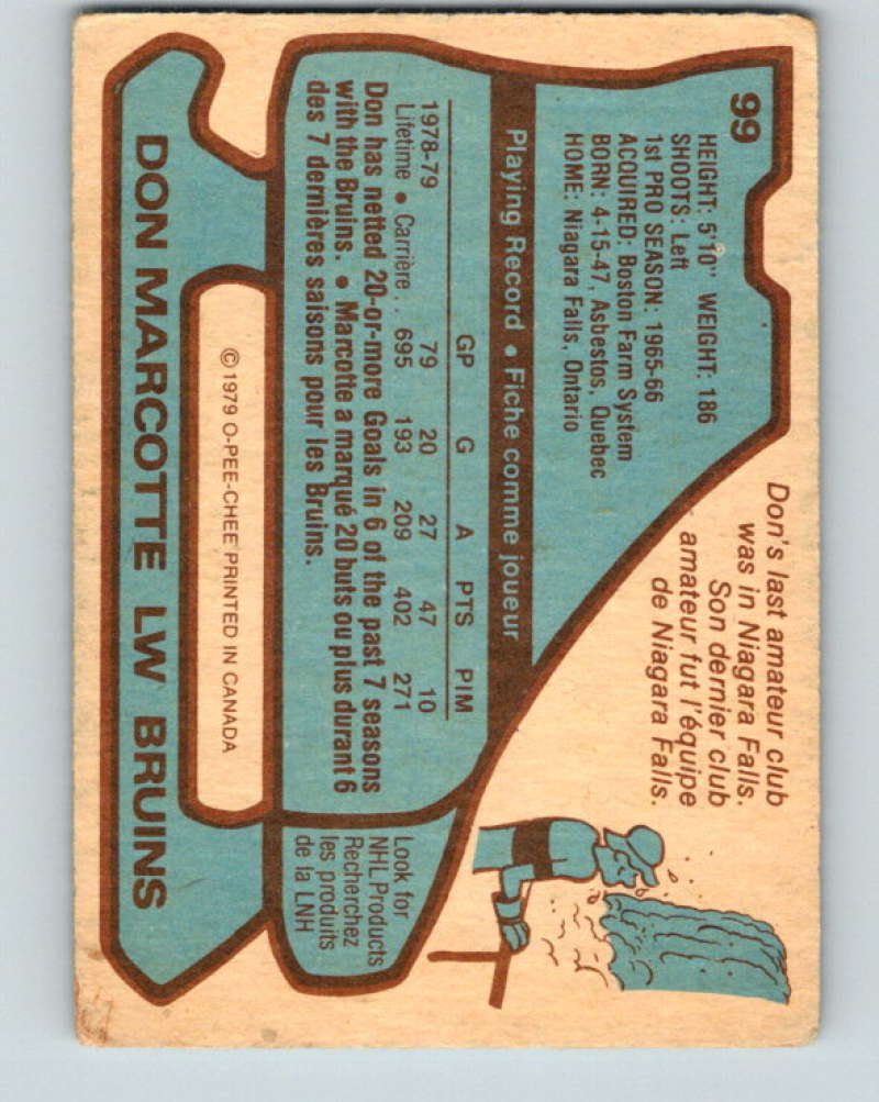 1979-80 O-Pee-Chee #99 Don Marcotte NHL Bruins 10260