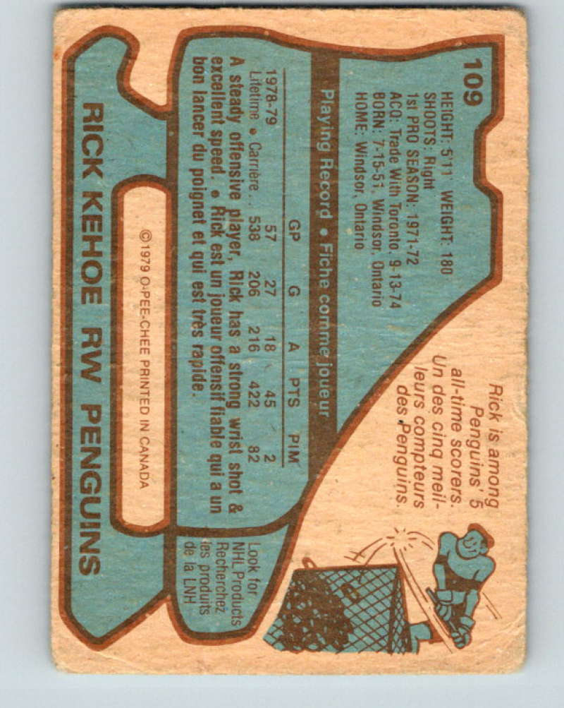 1979-80 O-Pee-Chee #109 Rick Kehoe NHL Penguins 10271