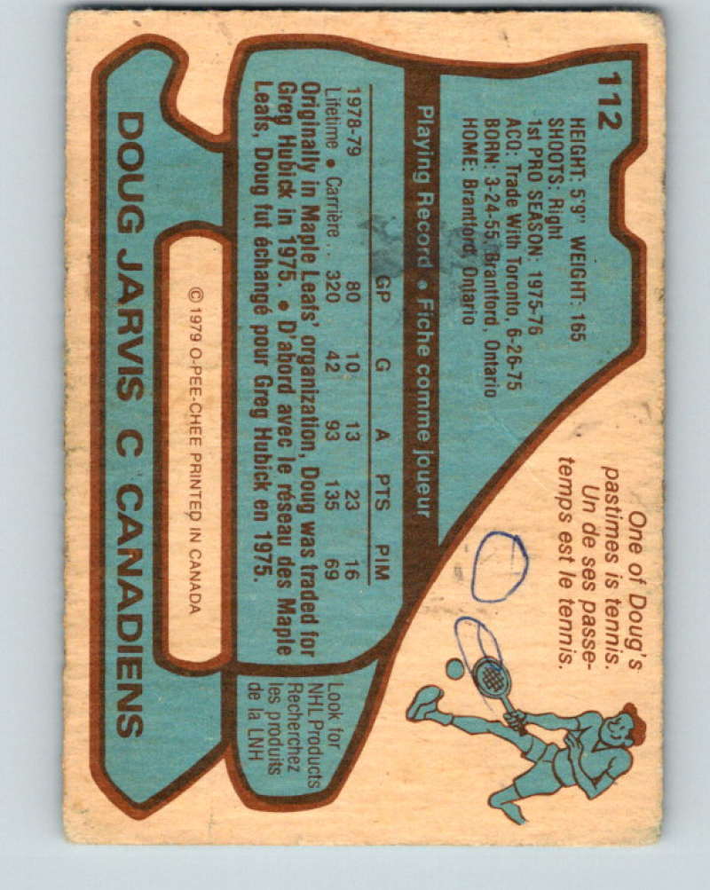 1979-80 O-Pee-Chee #112 Doug Jarvis NHL Canadiens 10274