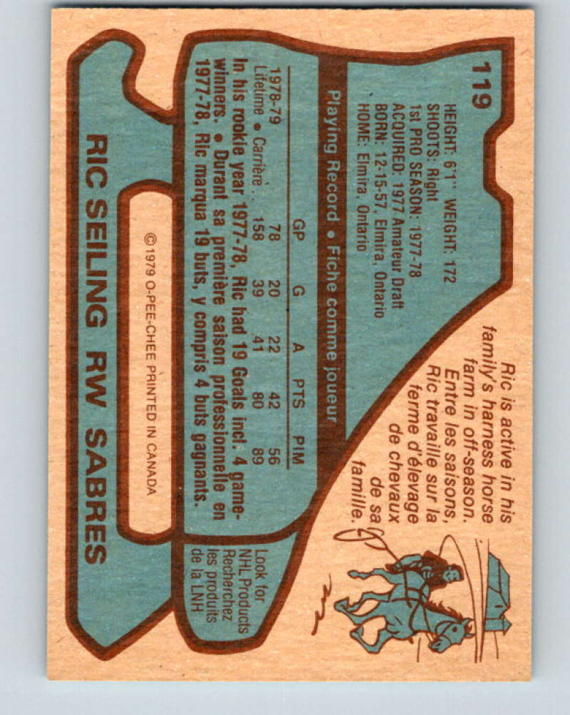 1979-80 O-Pee-Chee #119 Ric Seiling NHL Sabres 10282