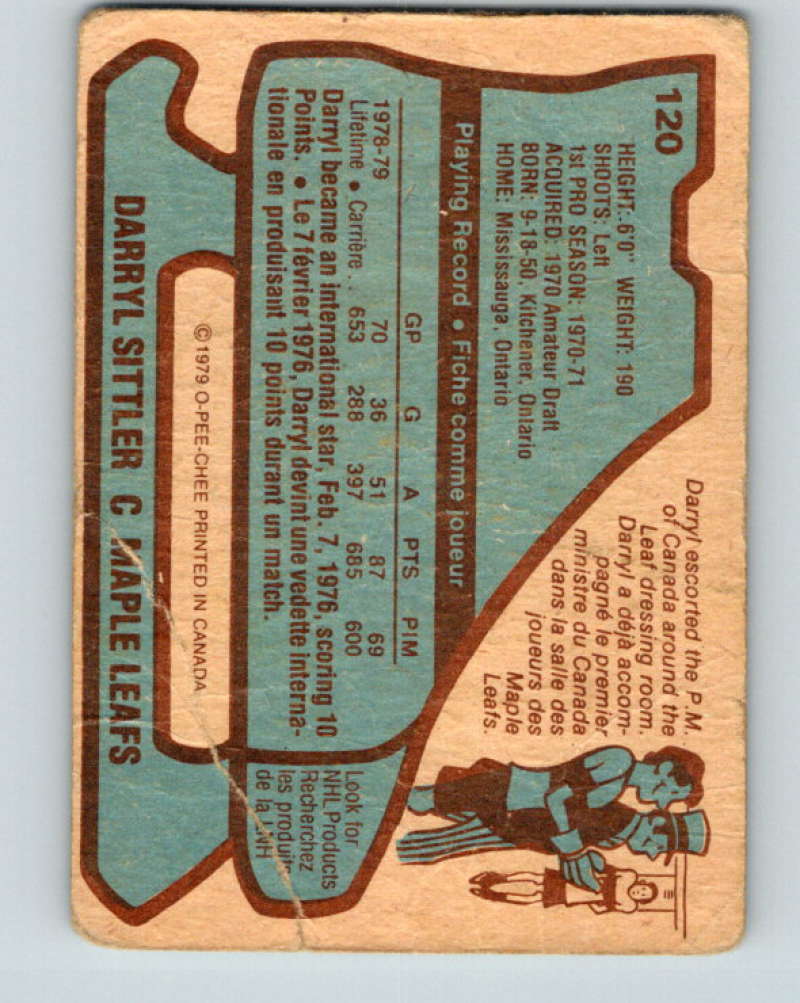 1979-80 O-Pee-Chee #120 Darryl Sittler NHL Maple Leafs 10285