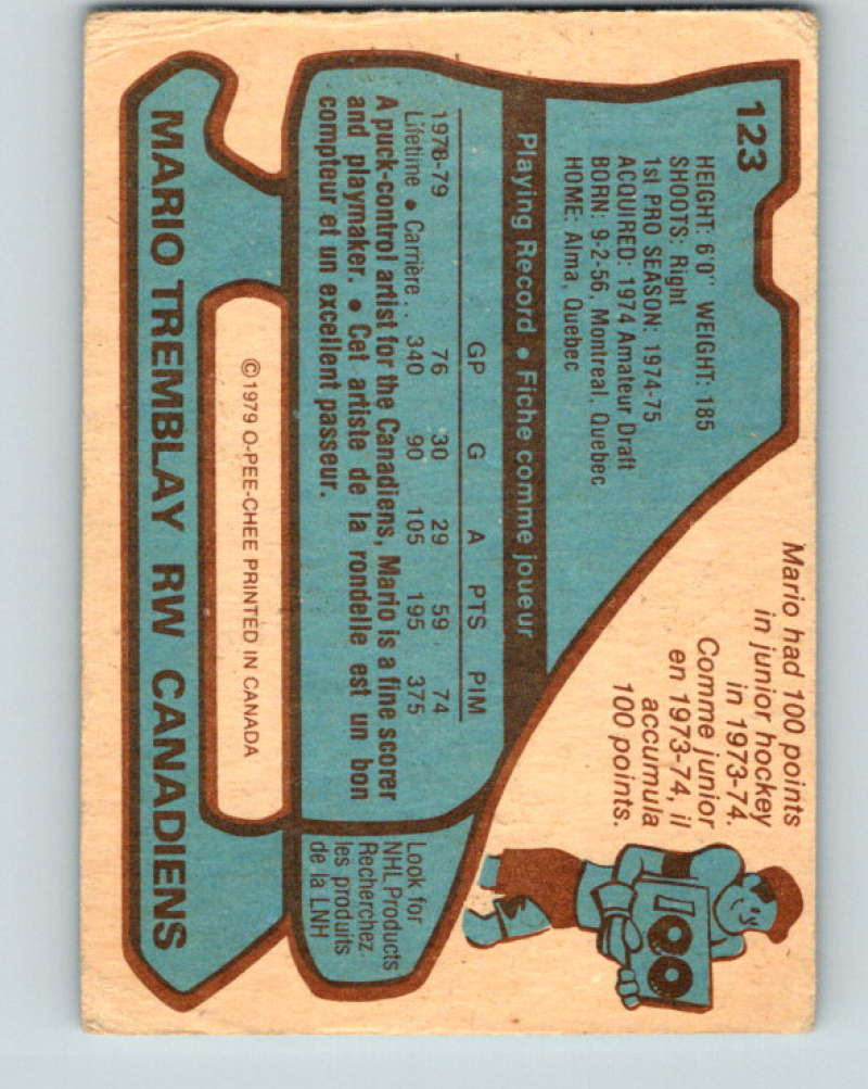 1979-80 O-Pee-Chee #123 Mario Tremblay NHL Canadiens 10289