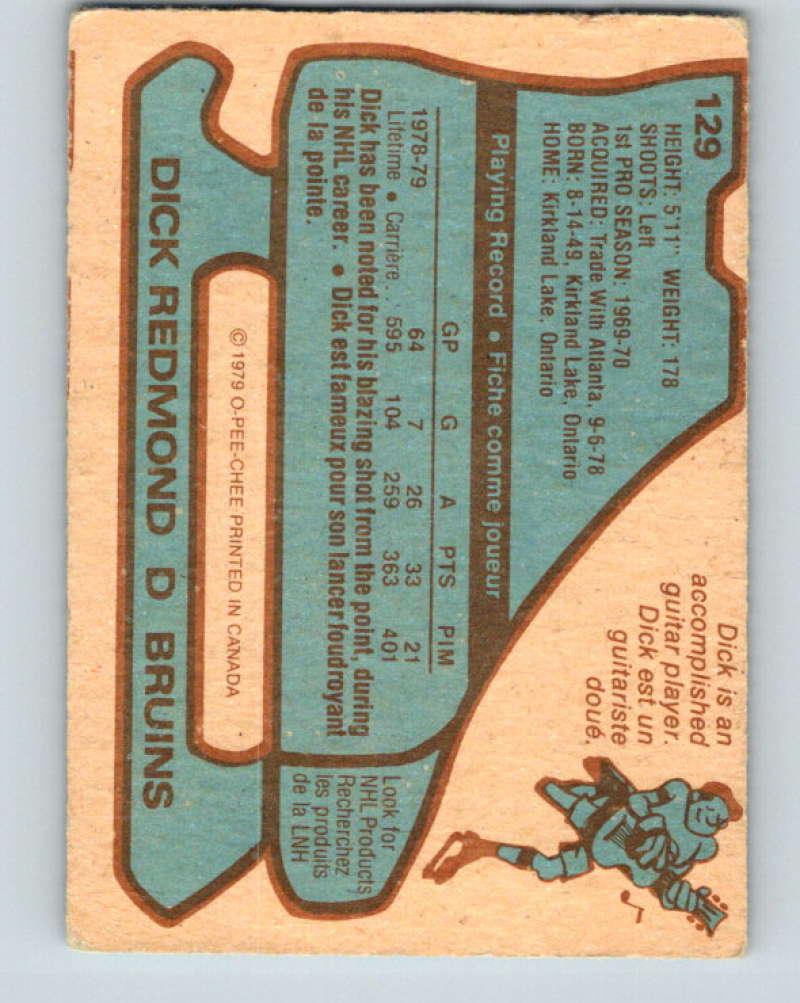 1979-80 O-Pee-Chee #129 Dick Redmond NHL Bruins 10295