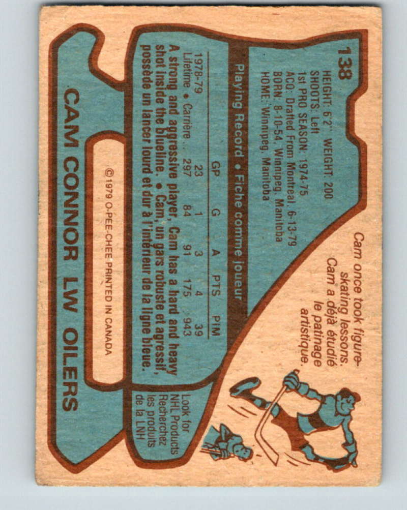 1979-80 O-Pee-Chee #138 Cam Connor NHL Oilers 10309