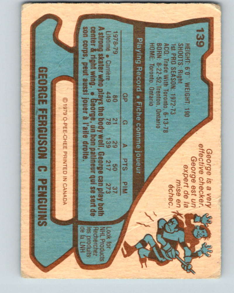1979-80 O-Pee-Chee #139 George Ferguson NHL Penguins 10310