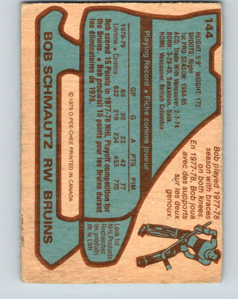 1979-80 O-Pee-Chee #144 Bobby Schmautz NHL Bruins 10315