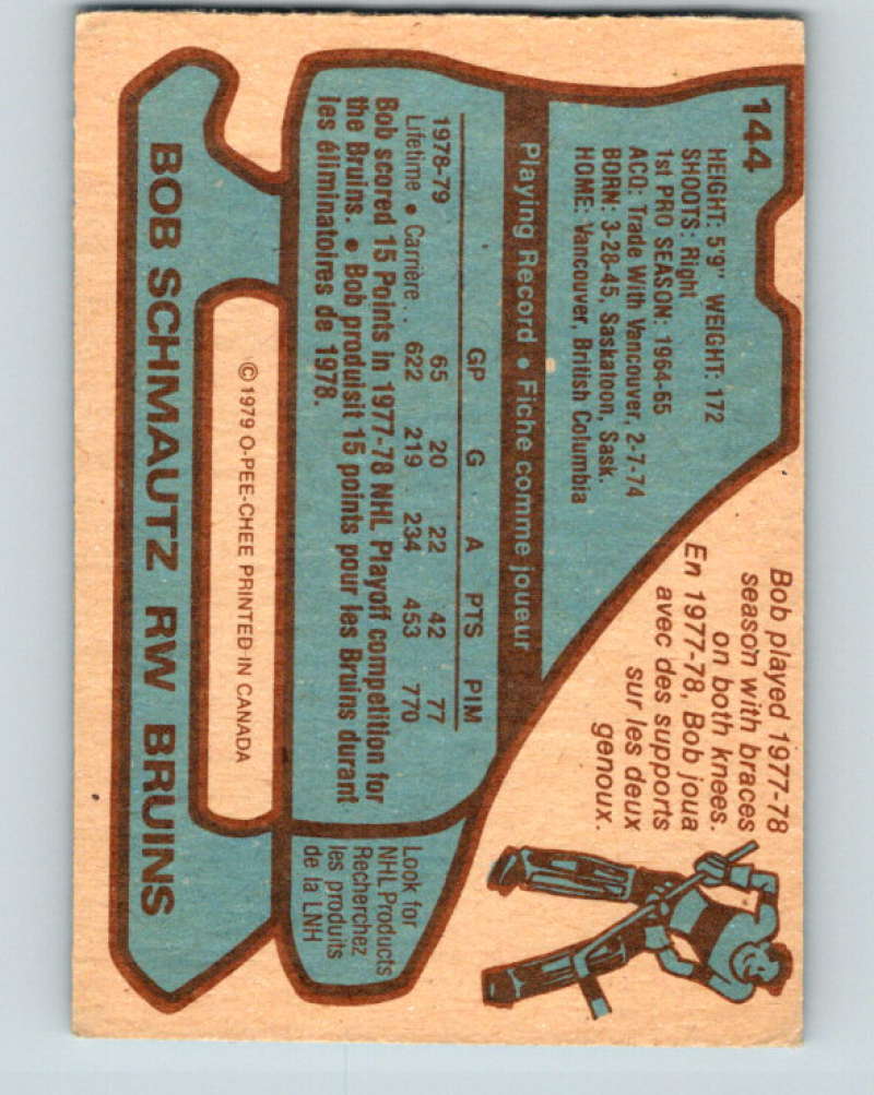 1979-80 O-Pee-Chee #144 Bobby Schmautz NHL Bruins 10316