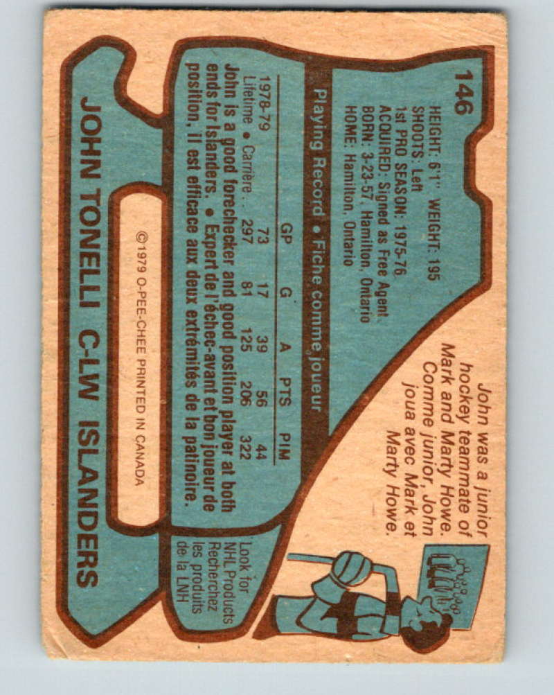 1979-80 O-Pee-Chee #146 John Tonelli NHL RC Rookie NY 10318