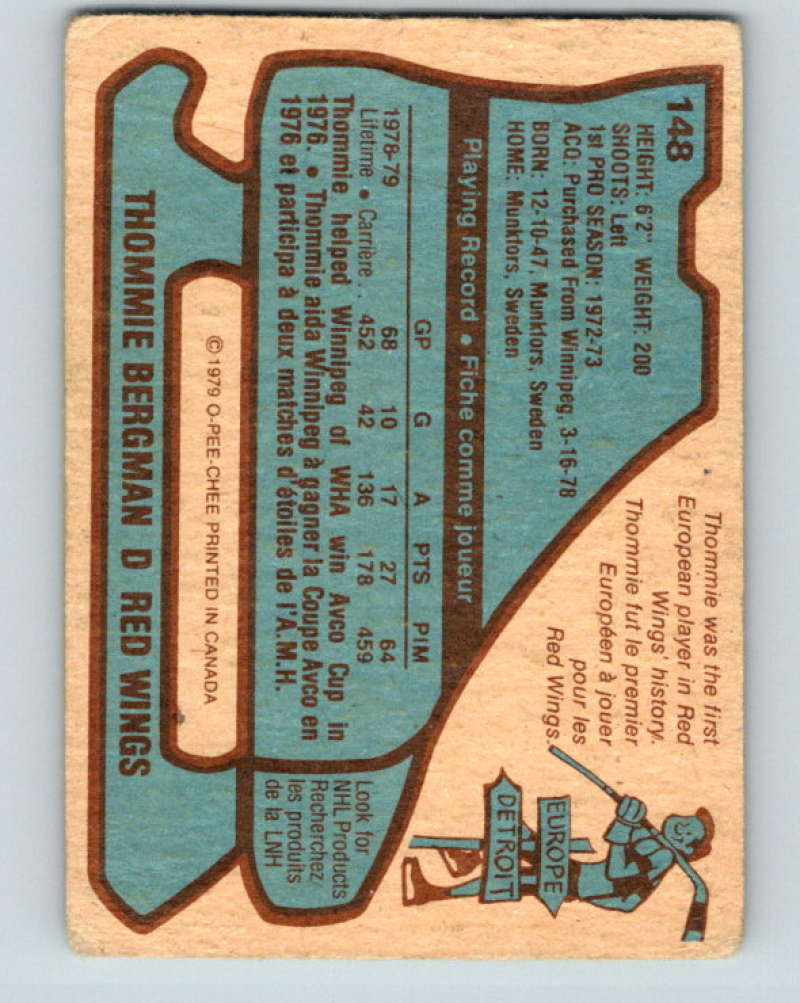 1979-80 O-Pee-Chee #148 Thommie Bergman NHL Red Wings 10320
