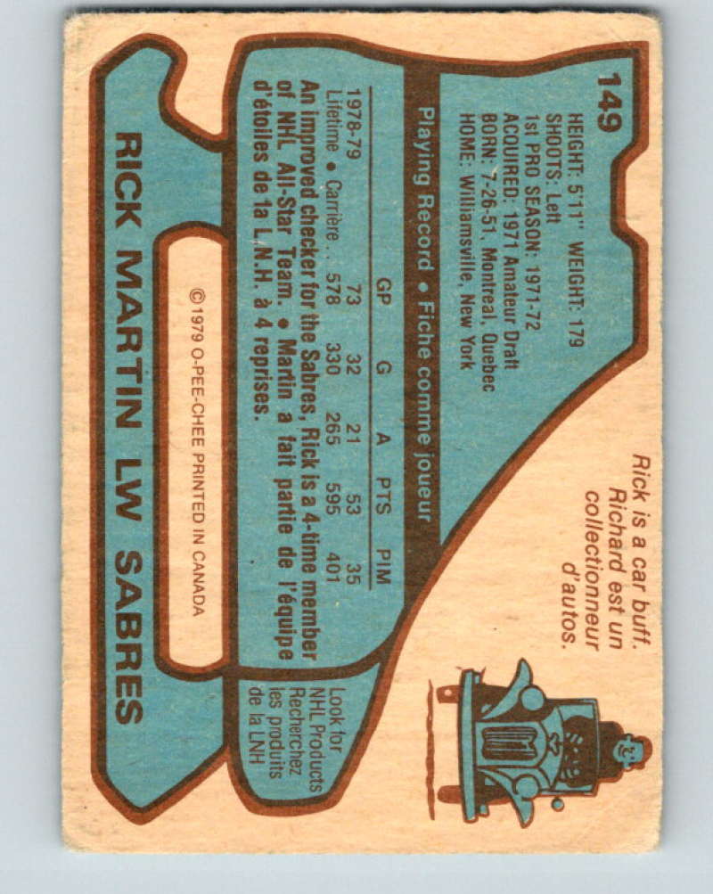 1979-80 O-Pee-Chee #149 Rick Martin NHL Sabres 10322