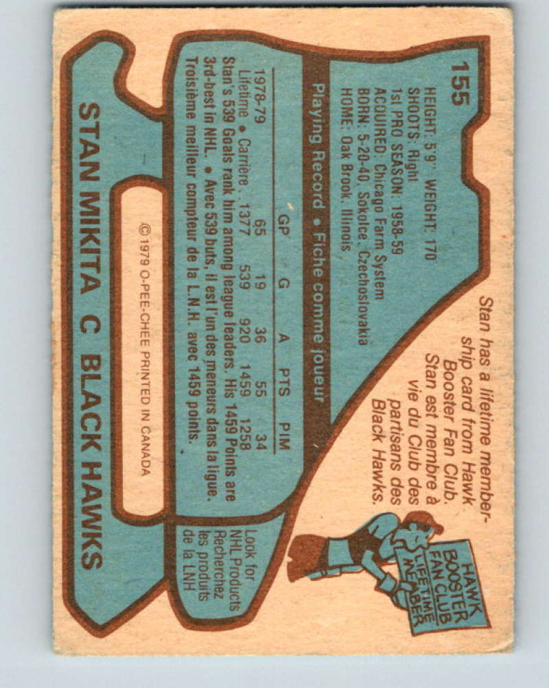 1979-80 O-Pee-Chee #155 Stan Mikita NHL Blackhawks 10329