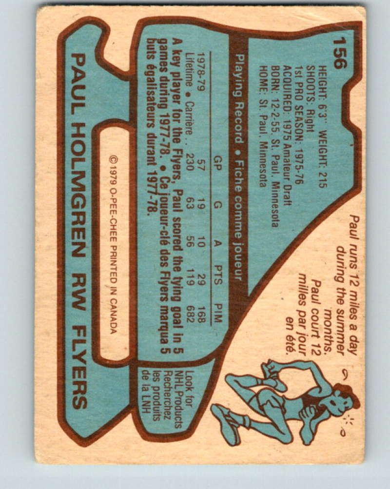 1979-80 O-Pee-Chee #156 Paul Holmgren NHL Flyers 10330