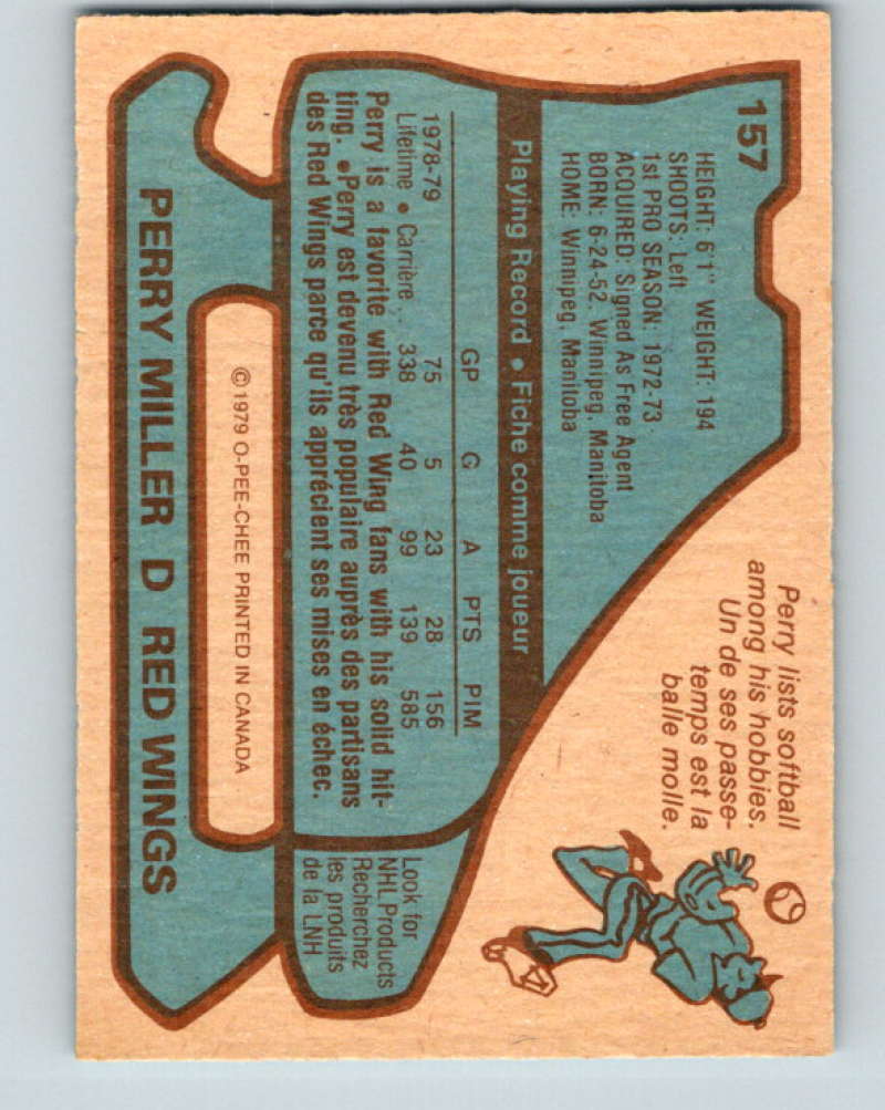1979-80 O-Pee-Chee #157 Perry Miller NHL Red Wings 10331