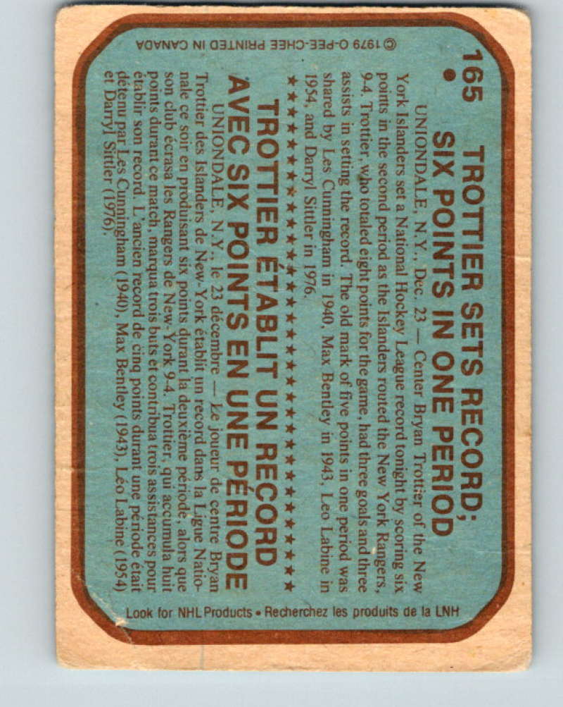 1979-80 O-Pee-Chee #165 Bryan Trottier NHL NY Islanders RB 10341