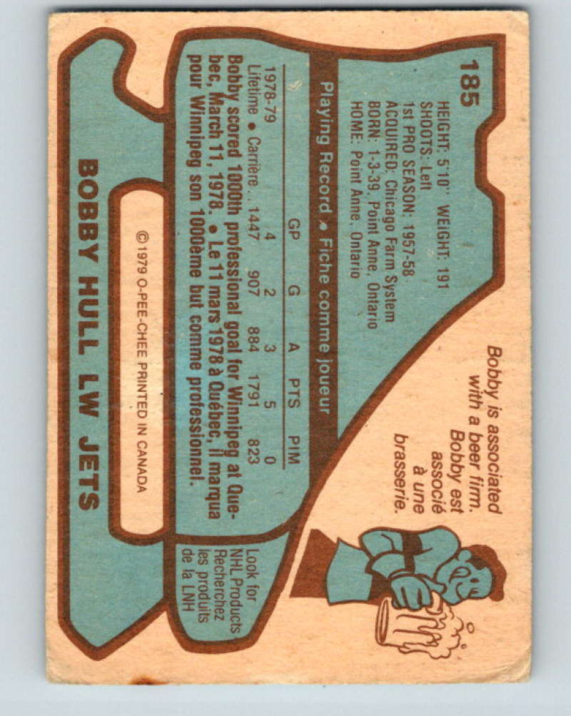 1979-80 O-Pee-Chee #185 Bobby Hull NHL Winn Jets 10367