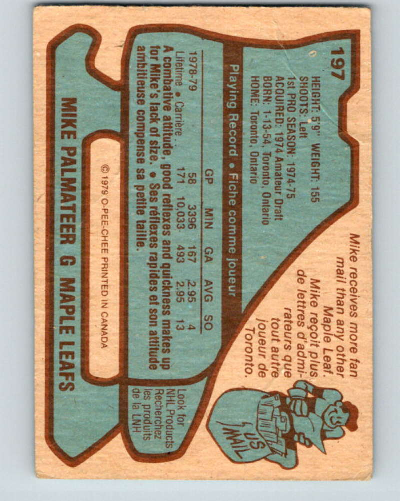 1979-80 O-Pee-Chee #197 Mike Palmateer NHL Maple Leafs 10384