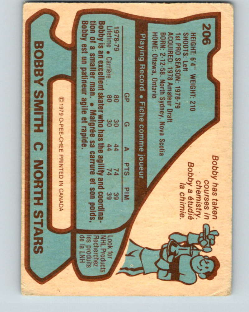 1979-80 O-Pee-Chee #206 Bobby Smith NHL RC Rookie North Stars 10399